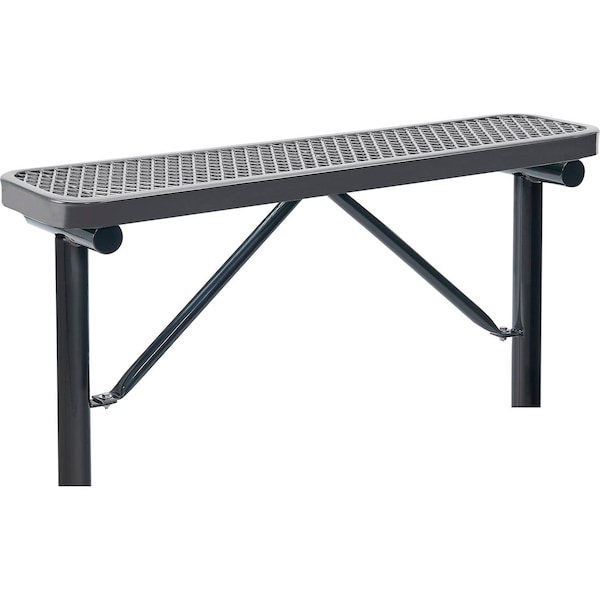 Global Industrial 4ft Outdoor Steel Flat Bench, Expanded Metal, In Ground Mount, Gray 695741IGY - main